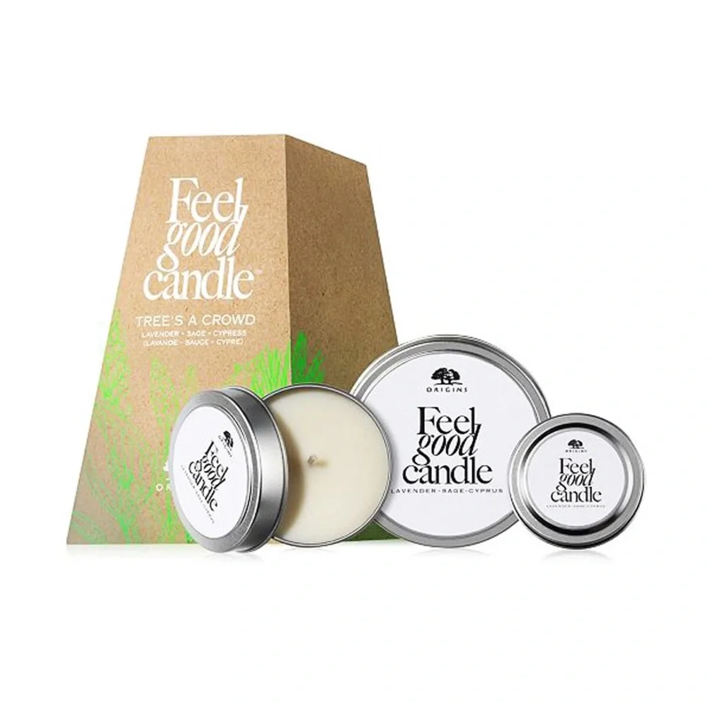 ORIGINS Tree’s A Crowd Lavender Sage Cypress Candle Set $35 NIB